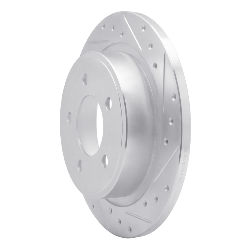 Chrysler Pacifica Brake Rotor (1) - Rear Right - R1 Concepts - Drilled & Slotted - Silver - `04-`08